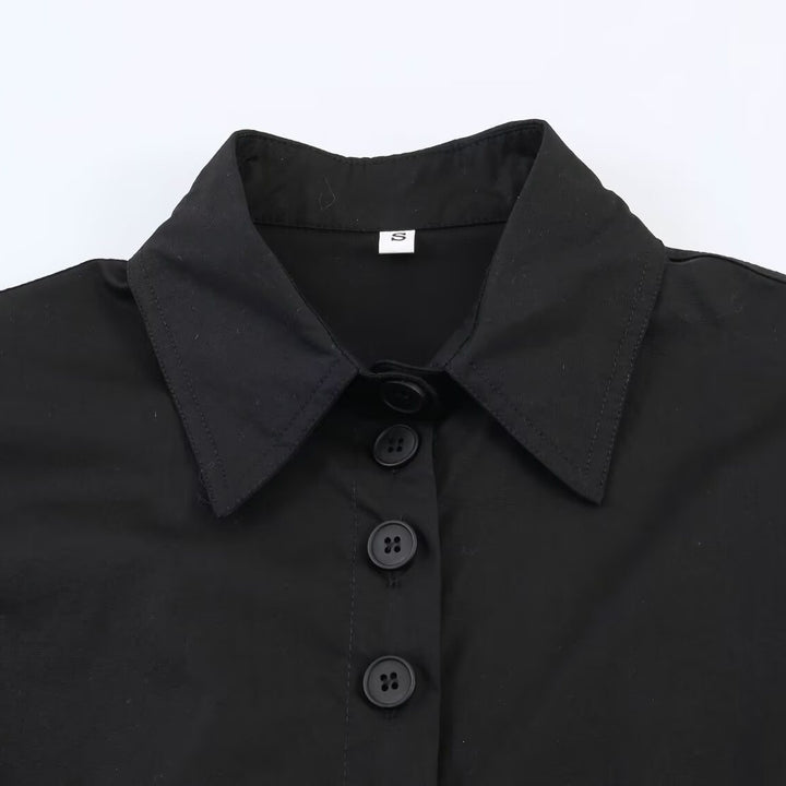 Damen gekürzte Blusenjacke mit durchgehender Knopfleiste und Hemdkragen Echo Archiv