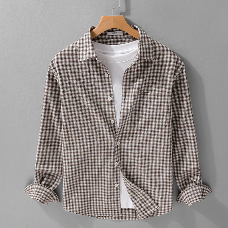 Herren Karo-Lounge-Hemdjacke aus Baumwollmix mit Relaxed-Fit und Button-Down-Front Echoarchiv