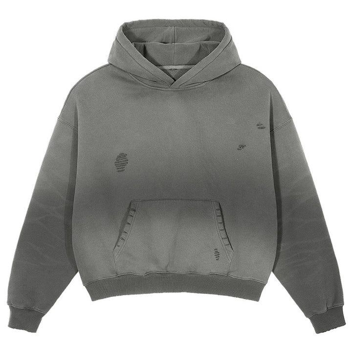 Herren Oversize-Kapuzenpullover mit verwaschenem Used-Effekt und Destroyed-Details Echo Archiv