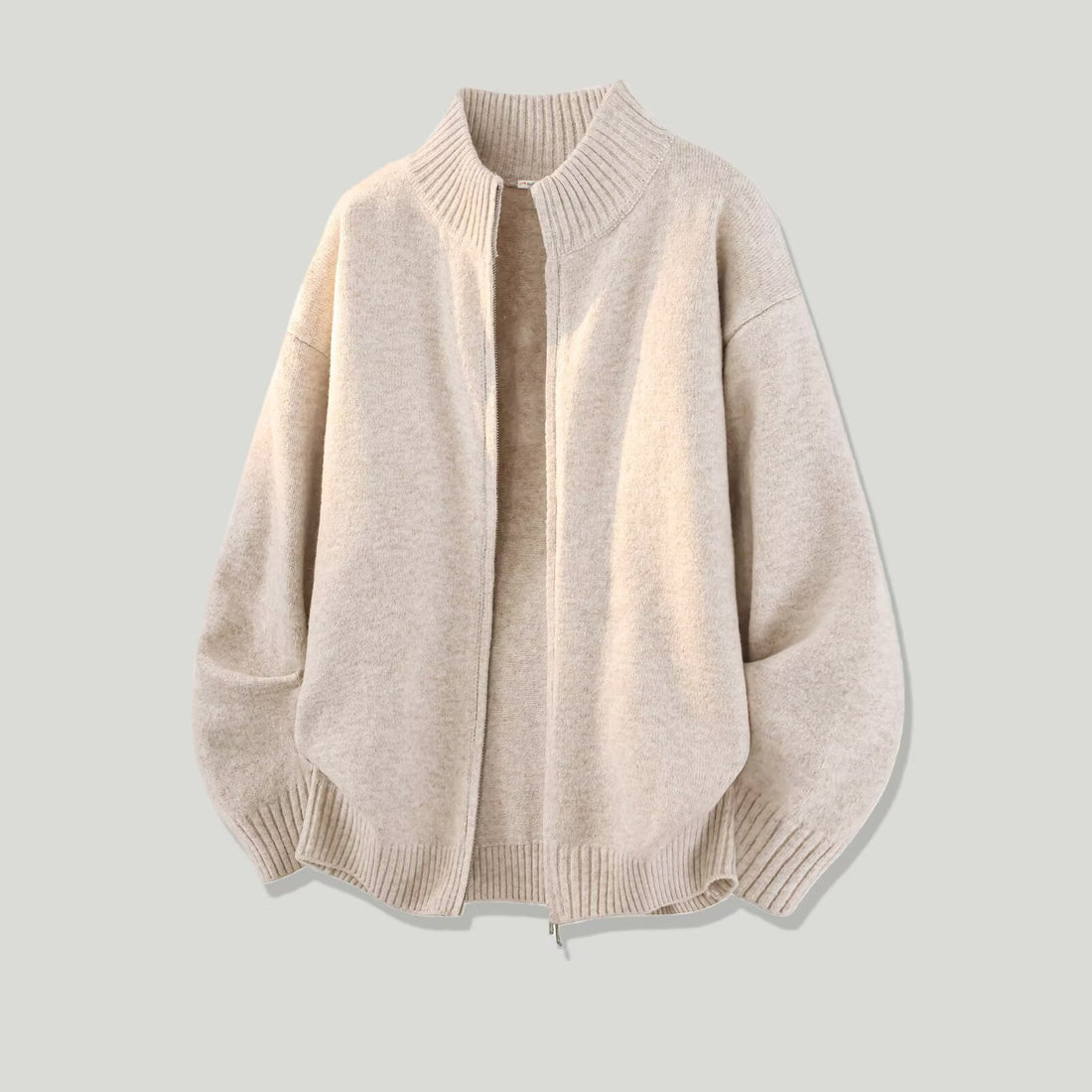 Damen Modische Grobstrickjacke mit hohem Kragen Echoarchiv
