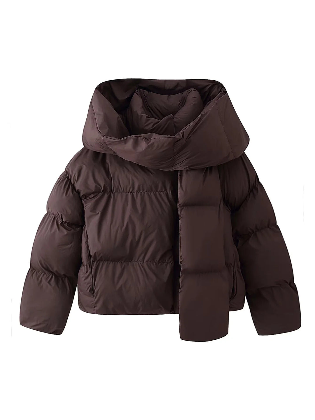 Damen wattierte Kurzsteppjacke mit voluminösem Schalkragen und Oversize-Schnitt – Célinea