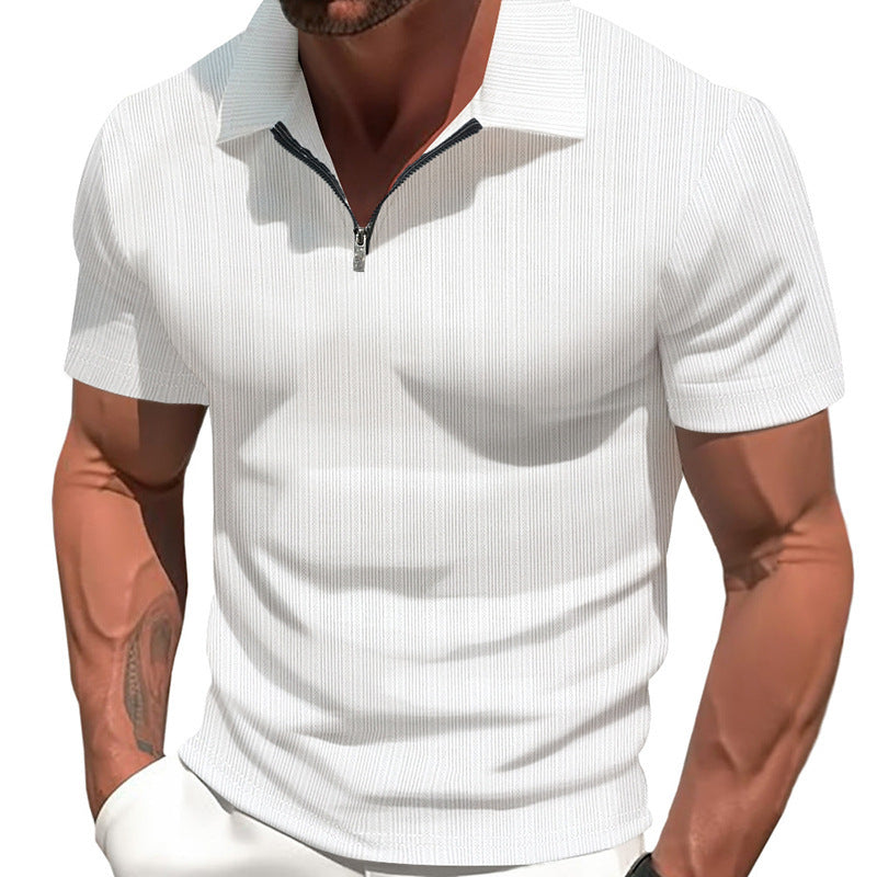Herren sportliches Kurzarm-Poloshirt mit hochwertigem Reißverschluss und strukturiertem Design Echoarchiv