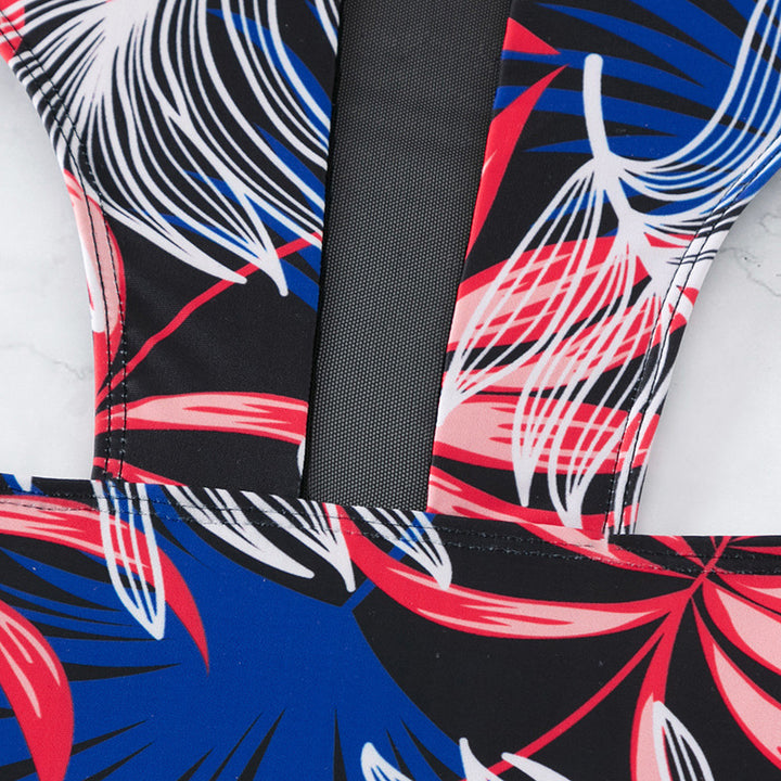 Damen Hochgeschlossener Badeanzug mit floralem Muster und Cut-Out Details Echo Archiv