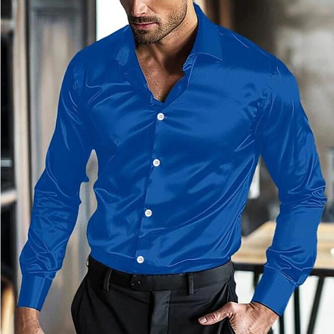 Herren Elegantes Langarmhemd aus glänzendem Material mit moderner Passform Echoarchiv