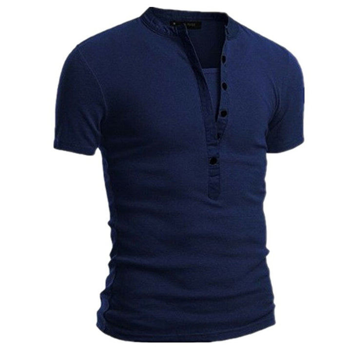 Herren Kurzarm Shirt mit modernen Knöpfen und gestepptem Kragen Echoarchiv