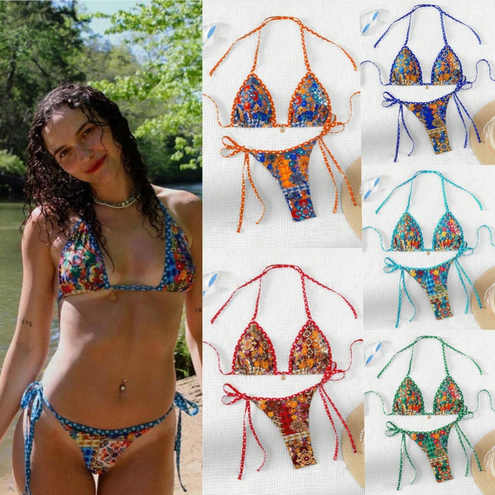 Damen Triangel-Bikini mit floralem Design und verstellbaren Bändern Echo Archiv