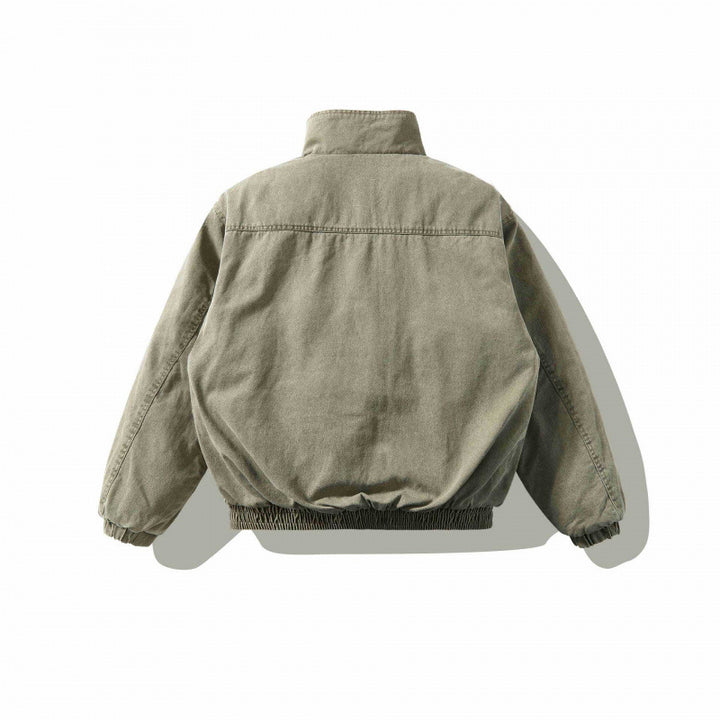 Unisex Weitgeschnittene Canvas-Utility-Jacke mit Stehkragen, Pattentaschen und elastischem Saum Echo Archiv