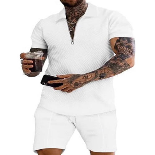 Herren sportliches Oberteil und Shorts Set mit strukturiertem Design Echoarchiv
