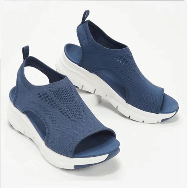 Damen Strick-Sandalen mit Plateau, elastischem Schaft und Fersenriemen Echo Archiv