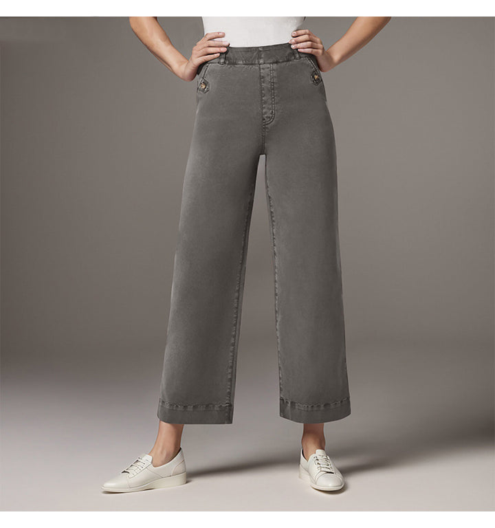 Damen Weite High-Waist Hose mit modischen Knopfdetails Echo Archiv