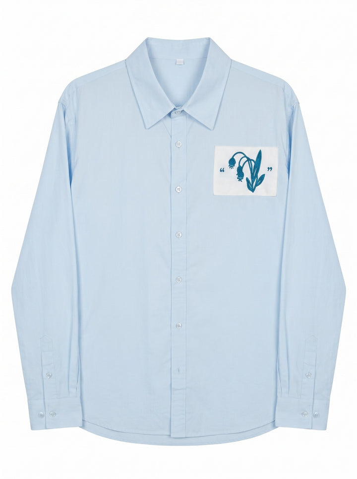 Herren Oversized Hemd mit gestickter Brustpatch und Kentkragen Echoarchiv