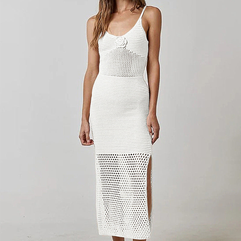 Damen luftiges Netzkleid mit seitlichen Schlitzen und raffinierter Struktur Echo Archiv