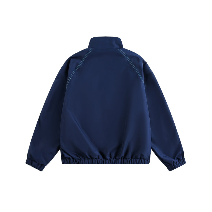 Unisex Sportliche leichte Trainingsjacke mit Stehkragen, Kontraststeppungen und elastischem Saum Echoarchiv