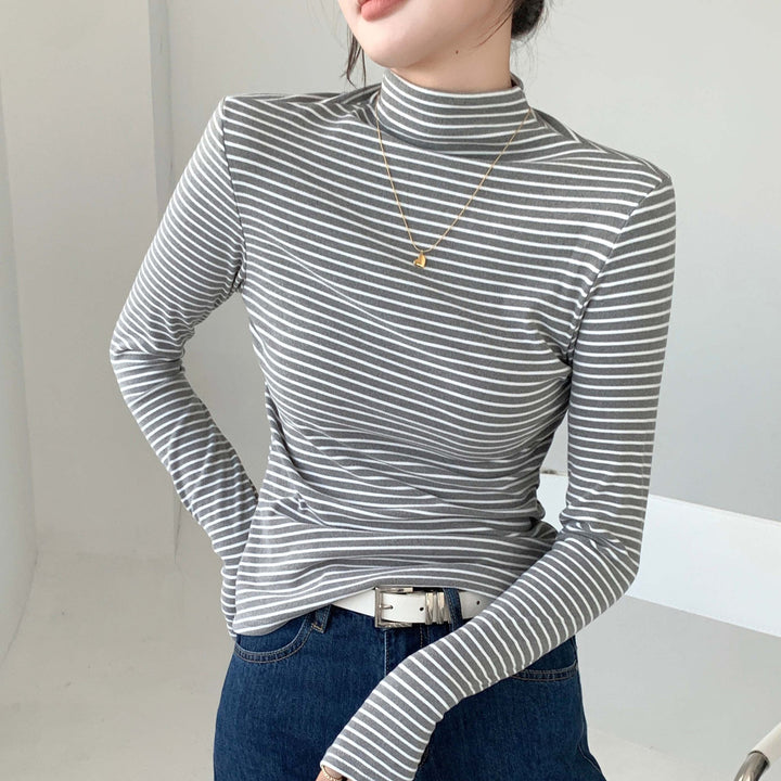 Damen Figurbetontes Langarmshirt mit Rollkragen Echo Archiv