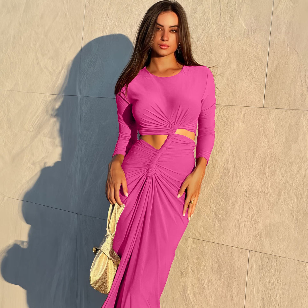 Damen elegantes Wickelkleid mit raffinierten Drapierungen und Cut-Out-Details Echo Archiv