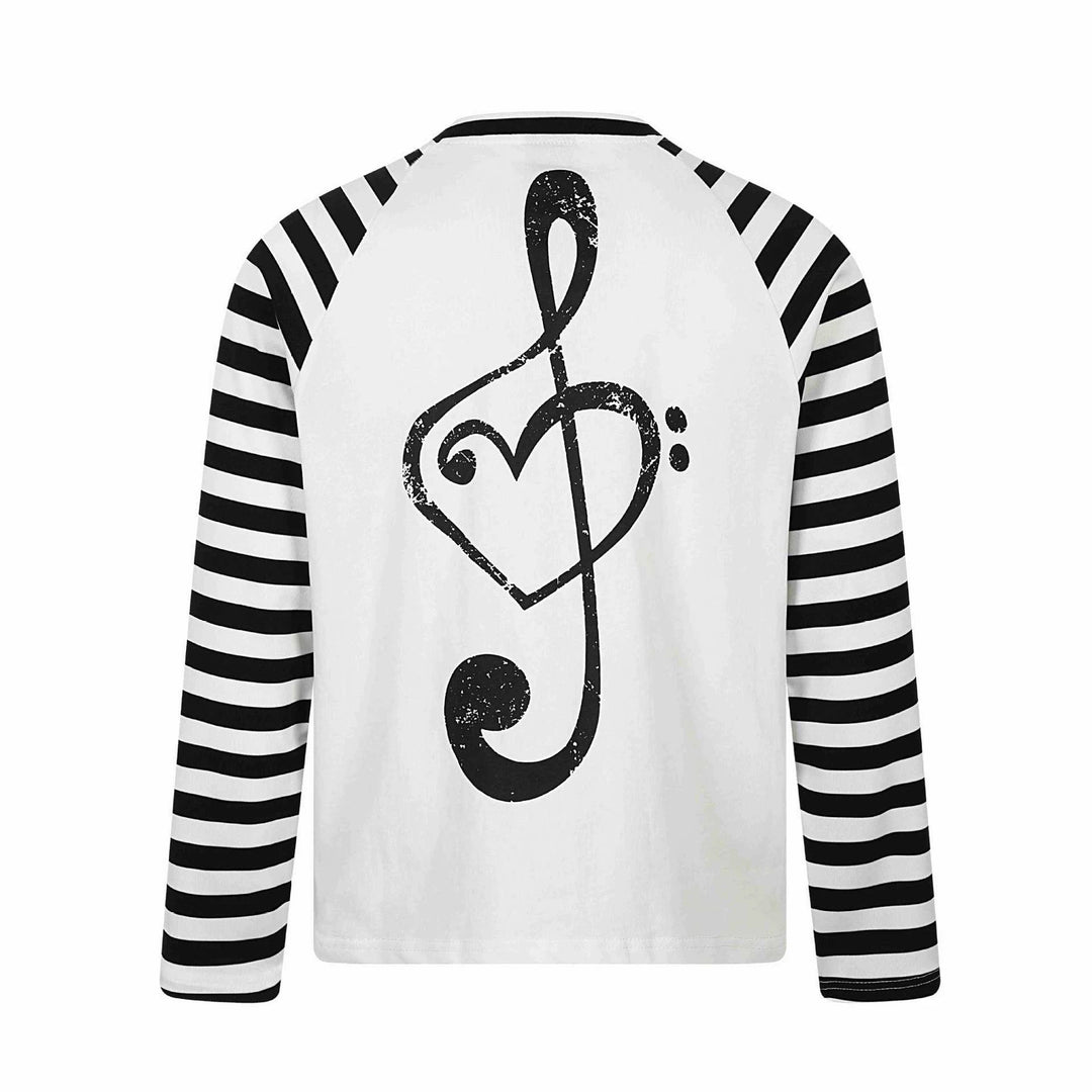 Unisex Langärmliges Raglan-Longsleeve mit Musik‑Print und gestreiften Ärmeln Echoarchiv