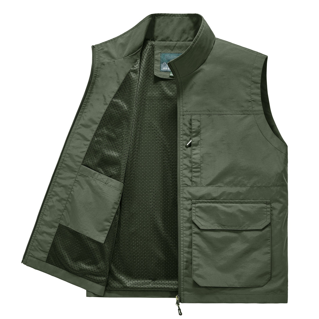 Herren Multifunktionale Utility‑Weste mit Mesh‑Futter, Reißverschluss & Mehrfachtaschen Echoarchiv
