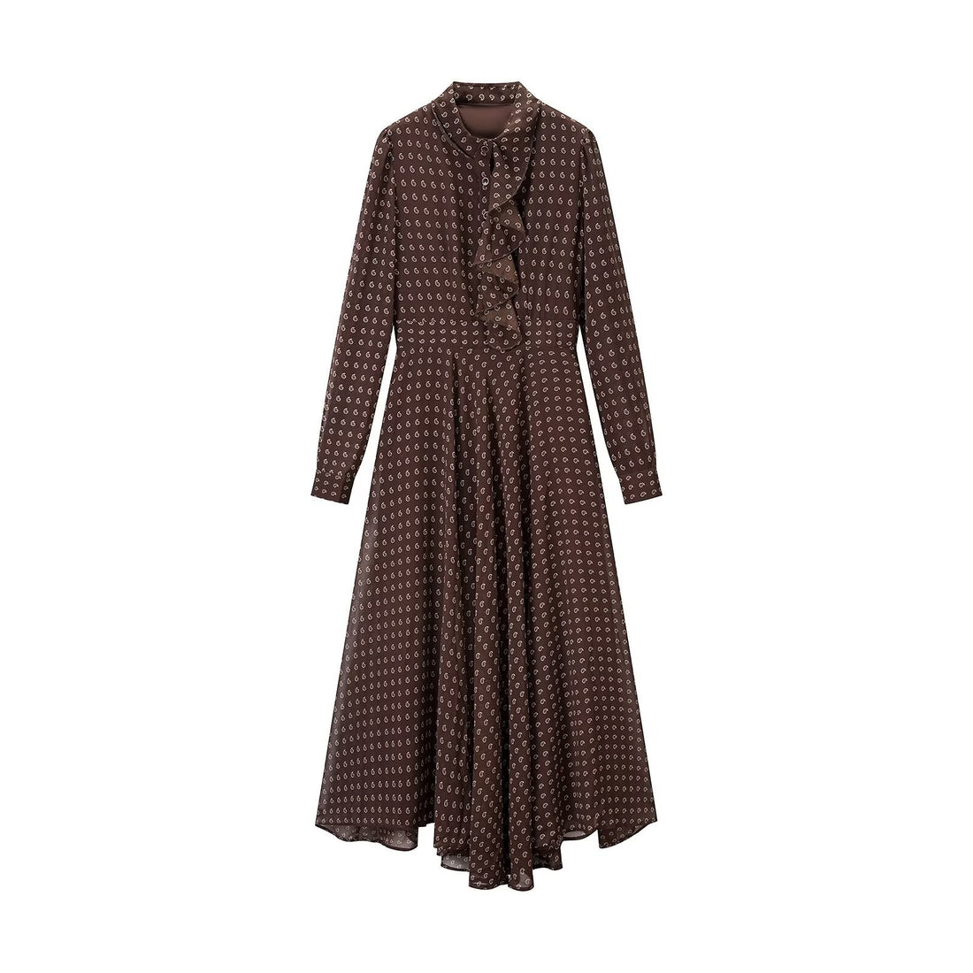 Damen Midikleid mit Rüschenblende und taillierter A-Linien-Silhouette Echoarchiv