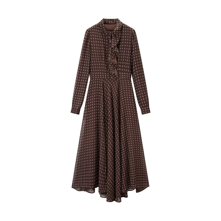 Damen Midikleid mit Rüschenblende und taillierter A-Linien-Silhouette Echoarchiv
