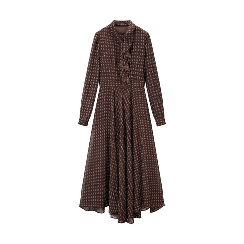 Damen Midikleid mit Rüschenblende und taillierter A-Linien-Silhouette Echoarchiv