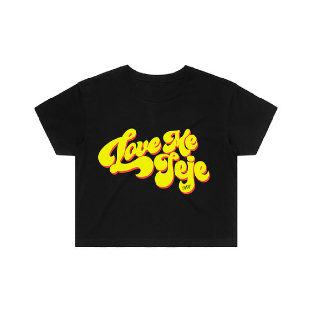 Damen Crop-T-Shirt mit kreativem Schriftzug und modernem Design Echo Archiv