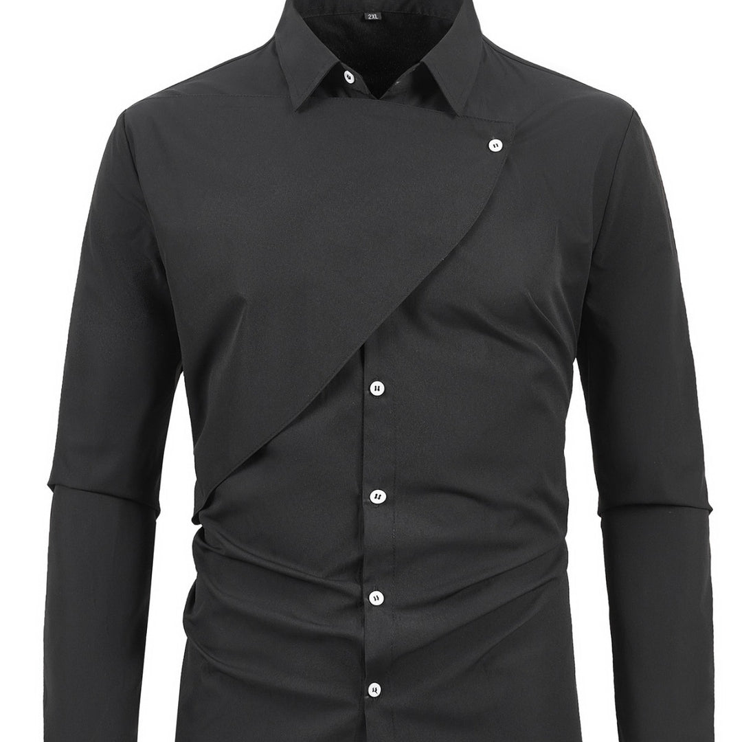 Herren Kreatives Langarmhemd mit asymmetrischem Design Echoarchiv