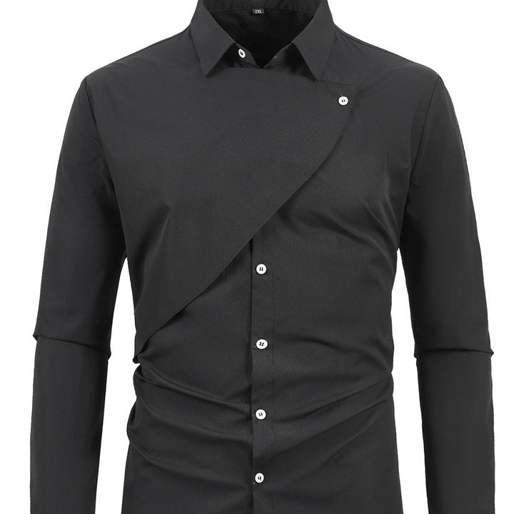 Herren Kreatives Langarmhemd mit asymmetrischem Design Echoarchiv