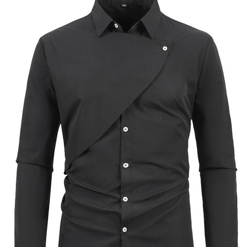 Herren Kreatives Langarmhemd mit asymmetrischem Design Echoarchiv