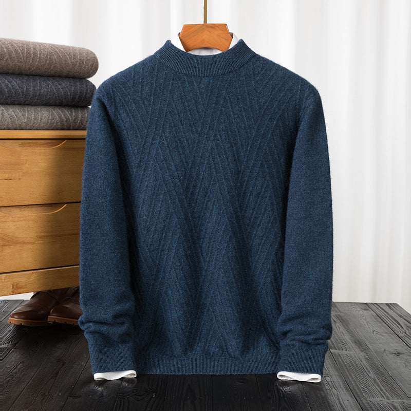 Herren eleganter Rollkragenpullover mit feinem Rautenmuster Echoarchiv