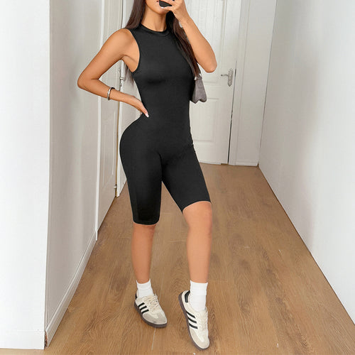 Damen Sportlicher Bodycon Einteiler mit hohem Kragen Echo Archiv