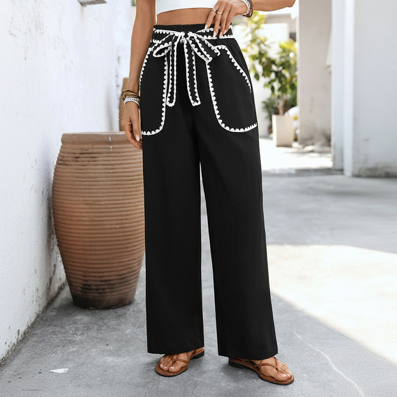 Damen Elegante Hochtaillierte Palazzo-Hose Echo Archiv