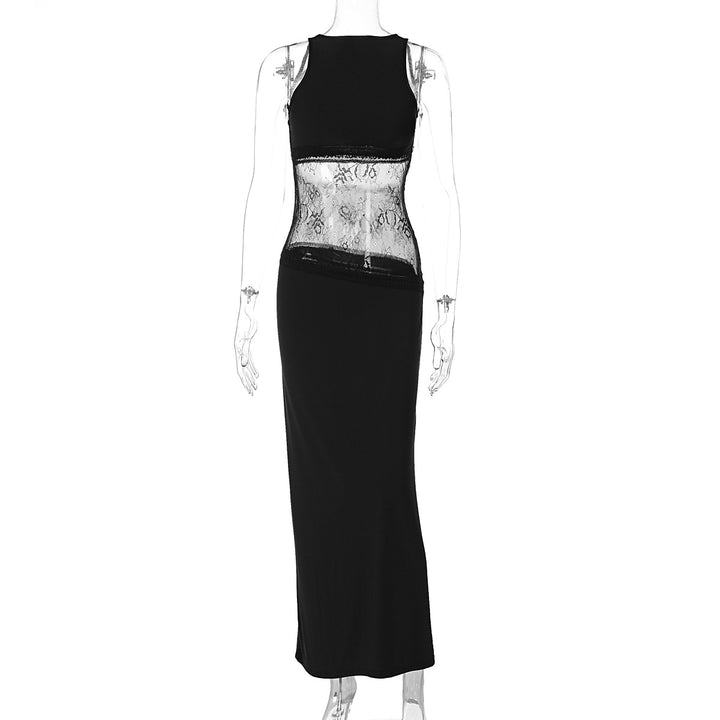 Damen Langes Abendkleid mit transparentem Spitzen-Overlay und figurbetonter Passform Echo Archiv
