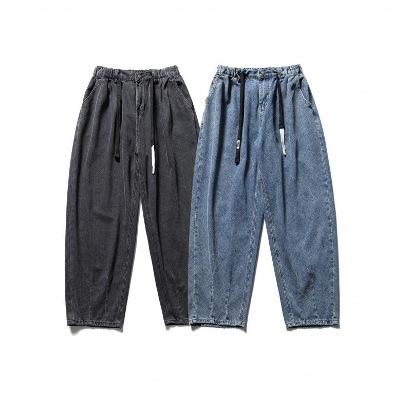 Unisex Weite Baggy-Jeans mit elastischem Bund, Tunnelzug und aufgesetzten Gesäßtaschen Echo Archiv