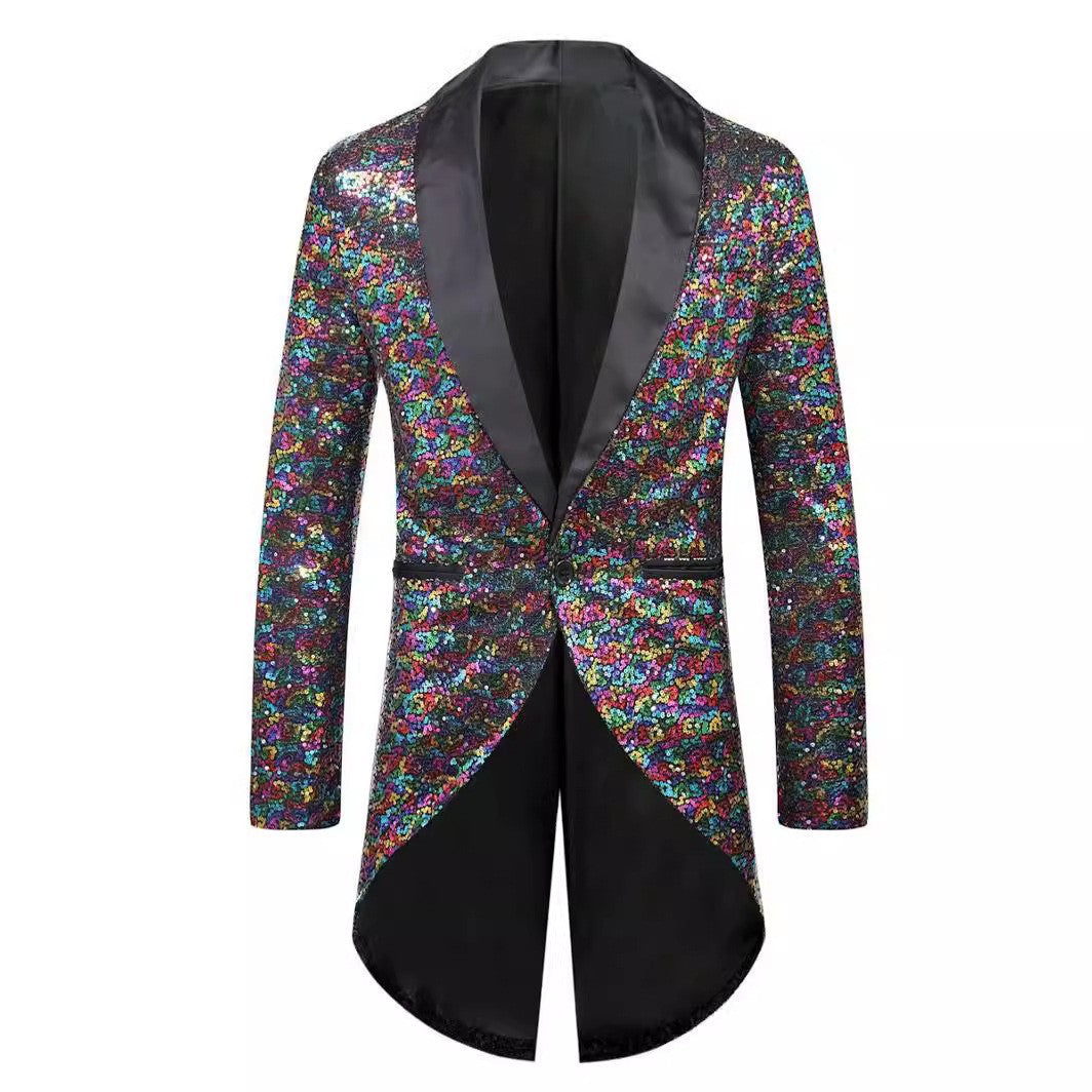Herren Glitzernder Anzugblazer mit elegantem Schalkragen Echoarchiv