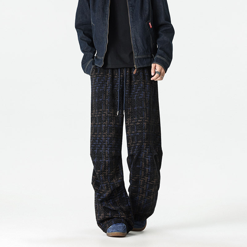 Herren Karierte Relaxed-Fit Hose mit verstellbarem Bund Echoarchiv
