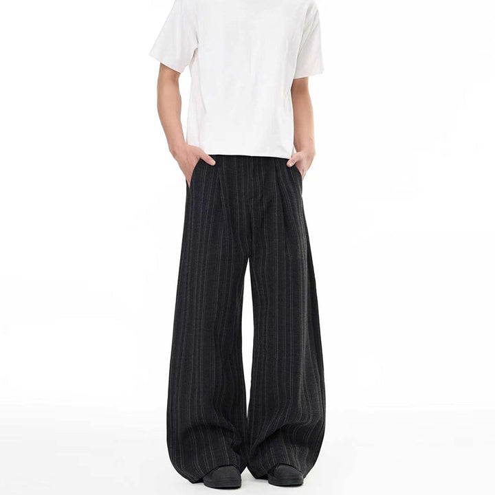 Herren Weite Nadelstreifen-Loungehose im Palazzoschnitt aus Wollmix Echo Archiv