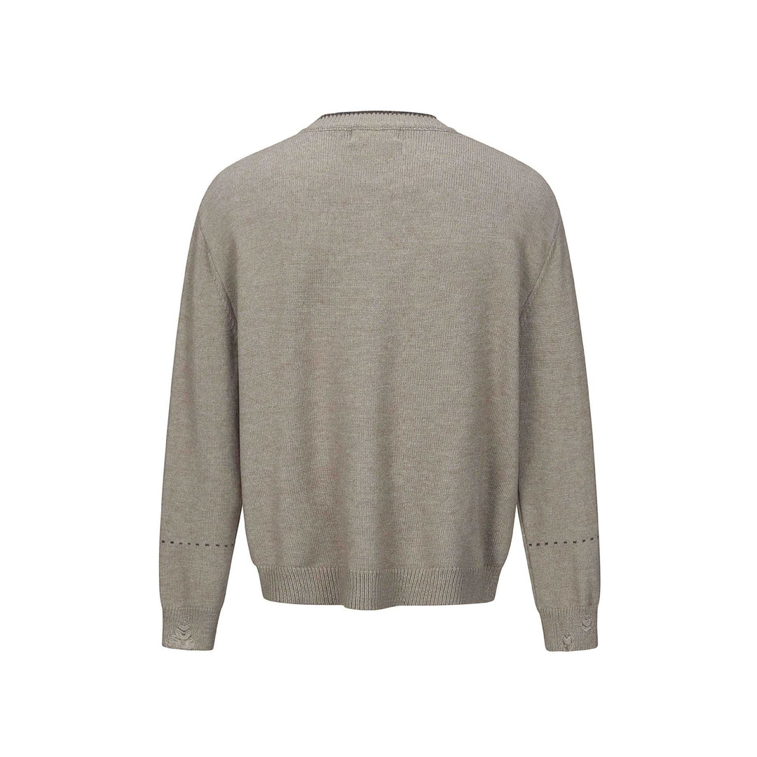 Unisex Schlichte Strickjacke mit Rundhals, Holzknopfleiste und geripptem Saum Echoarchiv
