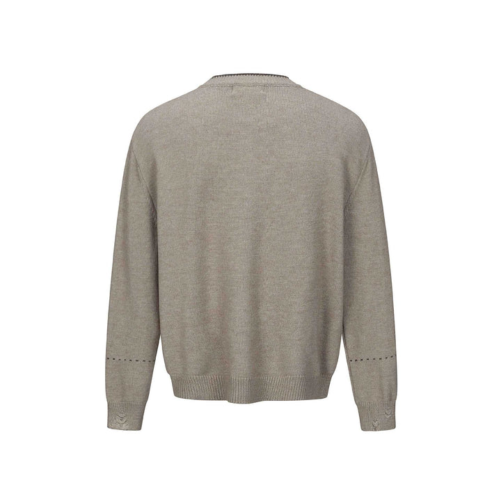 Unisex Schlichte Strickjacke mit Rundhals, Holzknopfleiste und geripptem Saum Echoarchiv