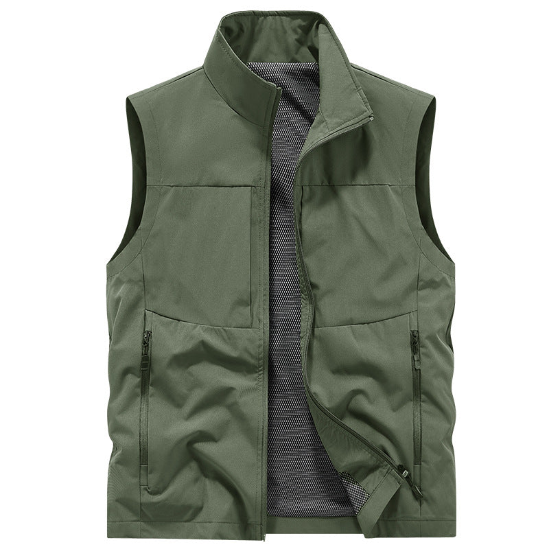 Herren Leichte Softshell-Outdoorweste mit Mesh‑Futter, Reißverschlusstaschen und Stehkragen – Marzano