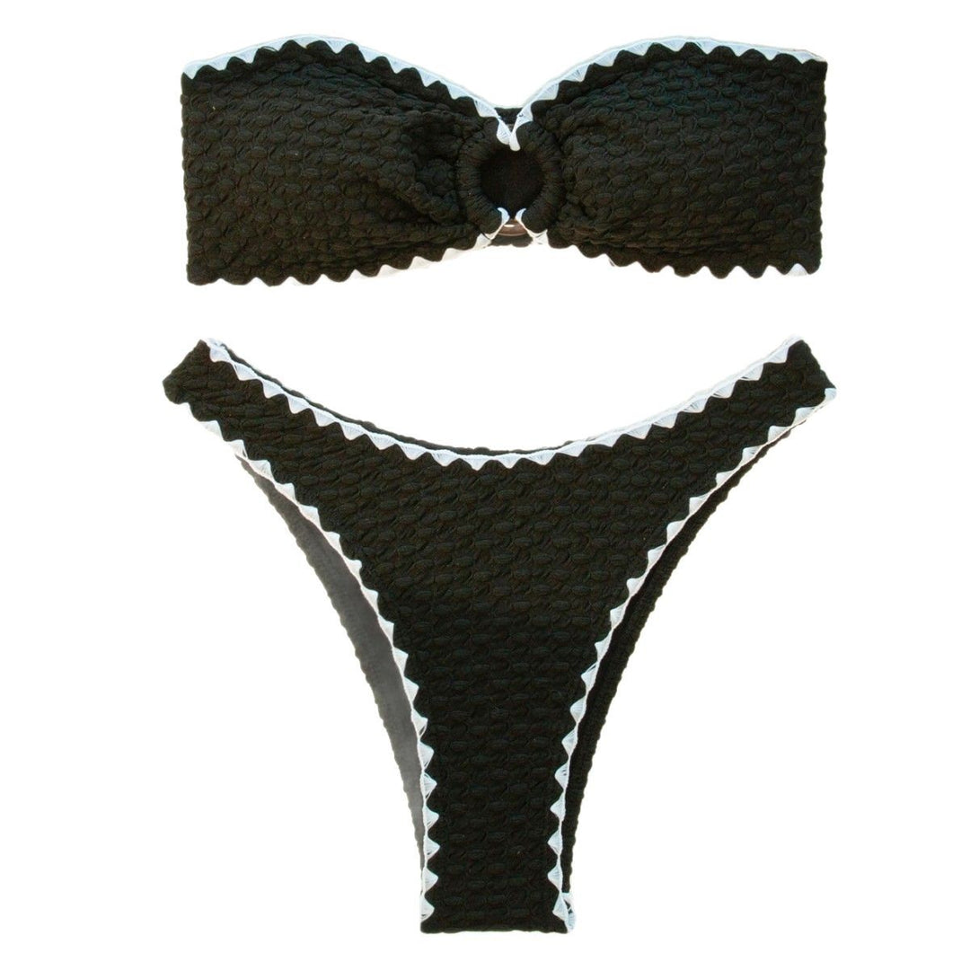 Damen Bandeau-Bikini-Set mit dekorativem Lochdesign und trendigen Wellenmuster Echo Archiv