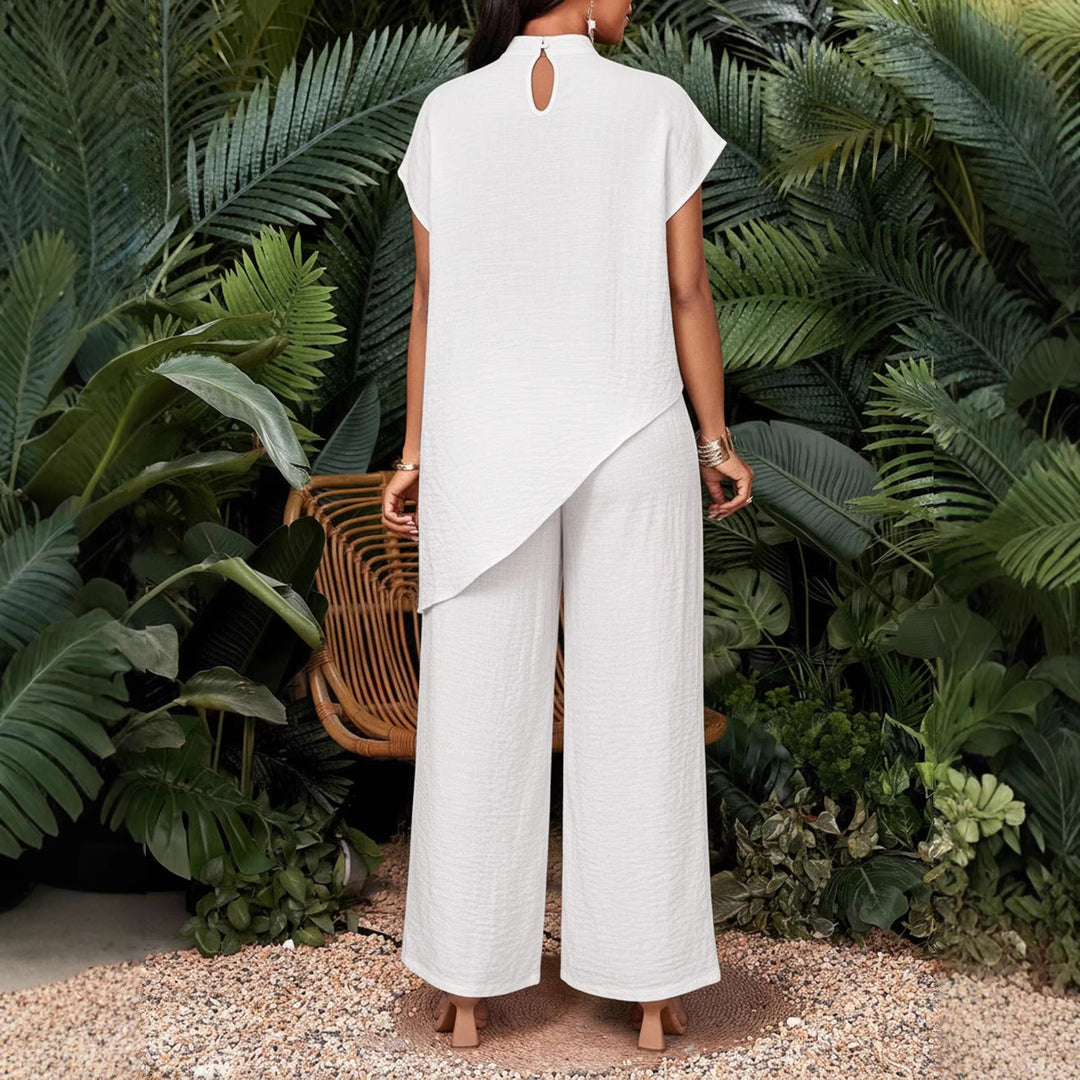 Damen Zweiteiliges Set mit asymmetrischer Tunika und weiten Palazzo-Hosen Echo Archiv