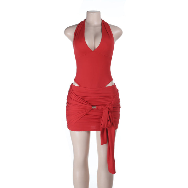 Damen stilvolles Wickelkleid mit Deep-V-Ausschnitt und Taillierungsdetails Echo Archiv