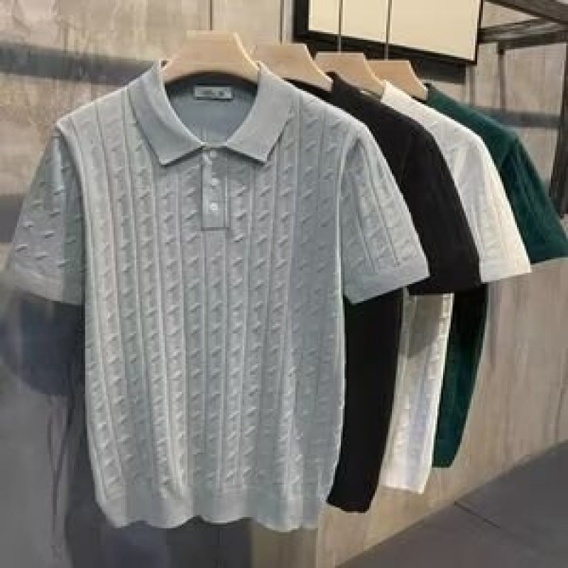 Herren Elegantes Kurzarm-Polohemd mit strukturiertem Design Echo Archiv
