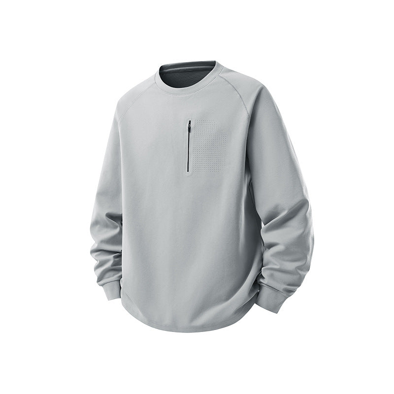 Herren Rundhals-Sweatshirt mit Brust-Reißverschluss, perforierter Utility-Blende und relaxter Passform Echo Archiv