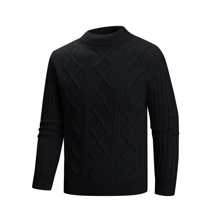 Herren Kabelstrick-Mockneck-Pullover aus feinem Wollmix mit Zopfmuster Echo Archiv