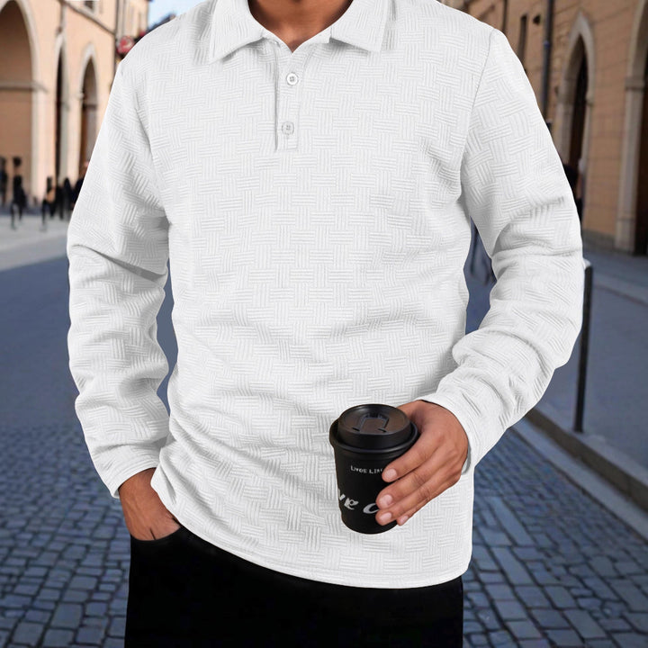 Herren Langarm-Polohemd mit strukturiertem Design Echoarchiv