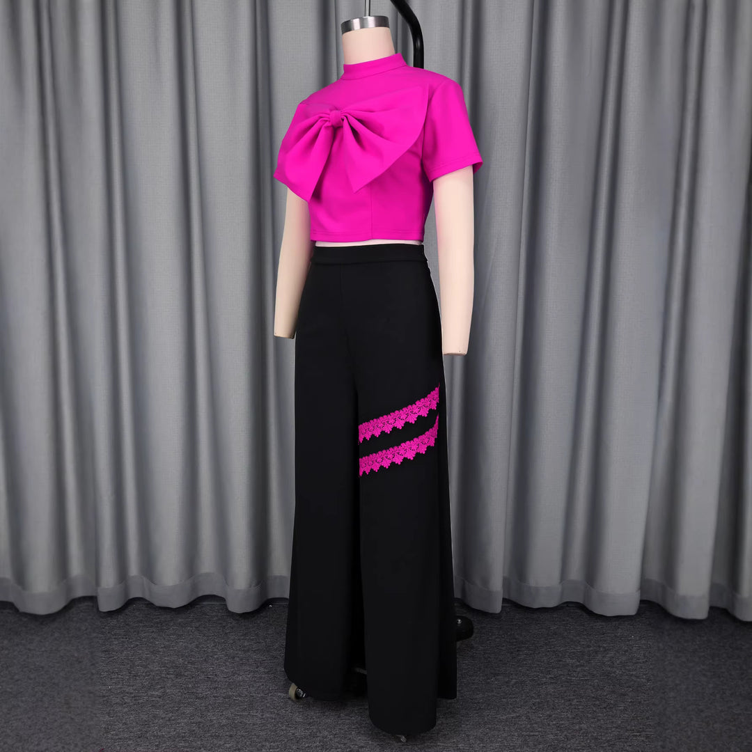 Damen Modische kurzärmlige Bluse mit dekorativem Schleifen-Detail Echo Archiv