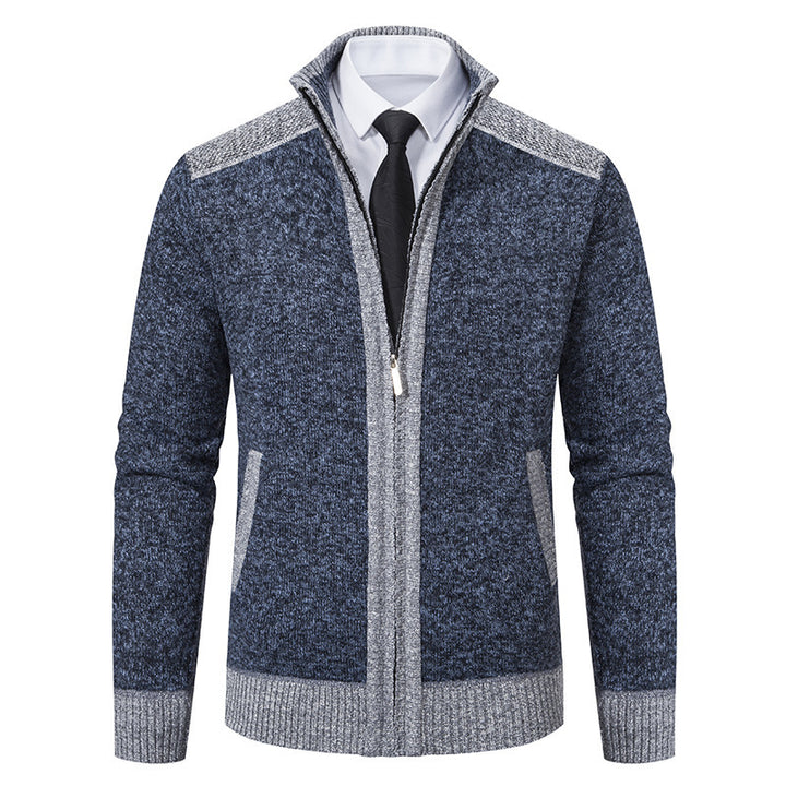 Herren elegante Strickjacke mit modernem Reißverschluss und hohem Kragen Echoarchiv