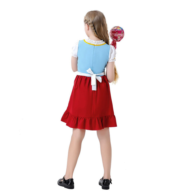 Damen nan traditionelles Dirndlkleid für Kinder mit Schürze und floraler Stickerei Echo Archiv