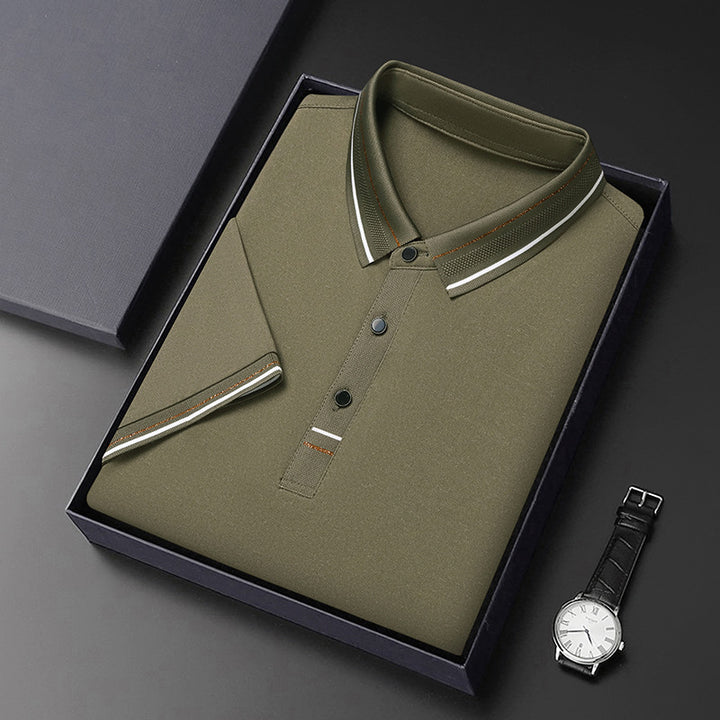 Herren modernes Polohemd mit strukturiertem Material und eleganten Akzenten Echoarchiv